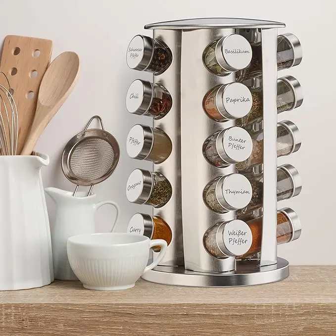 Glass Jar Stainless Steel Spice Box Large Capacity Premium Quality
