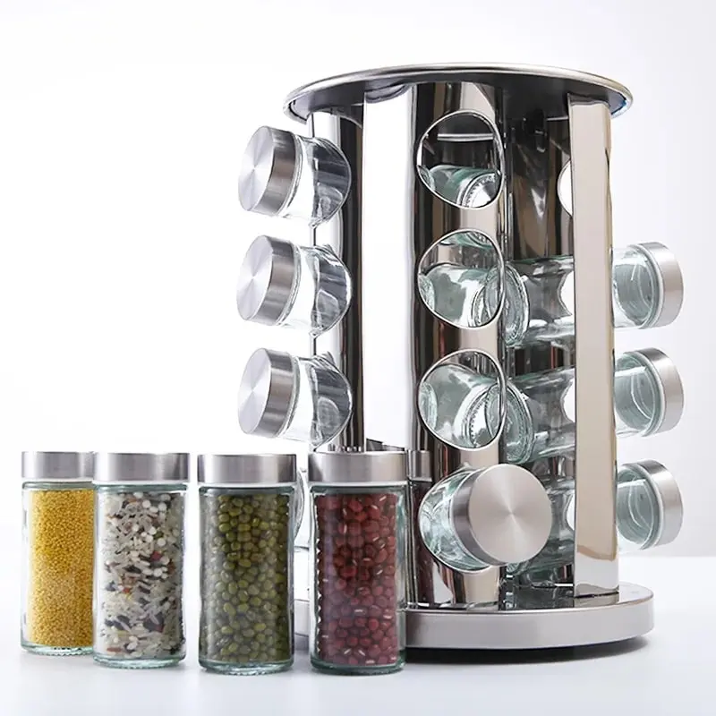Glass Jar Stainless Steel Spice Box Large Capacity Premium Quality - Image 4