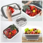 3 in 1 Foldable Drain Basket With Cutting Board