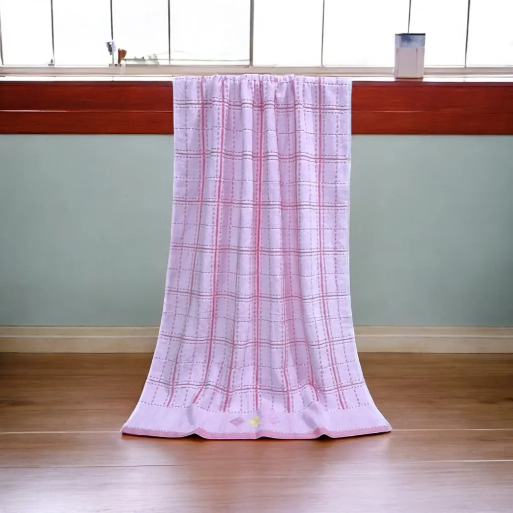 Vibrant Checkered Soft Bath Towel - Image 2