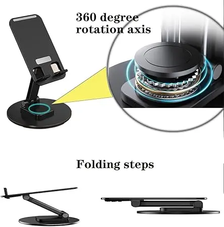 Folding Rotatable Lifting Desktop Phone Holder - Image 2