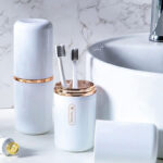 Compact Toothbrush Holder with Built-in Cups