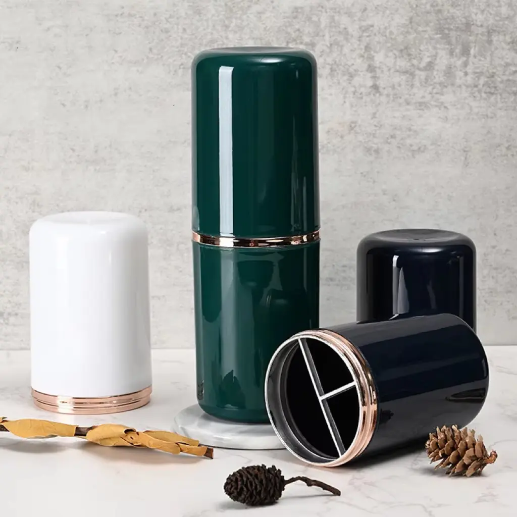 Compact Toothbrush Holder with Built-in Cups - Image 3