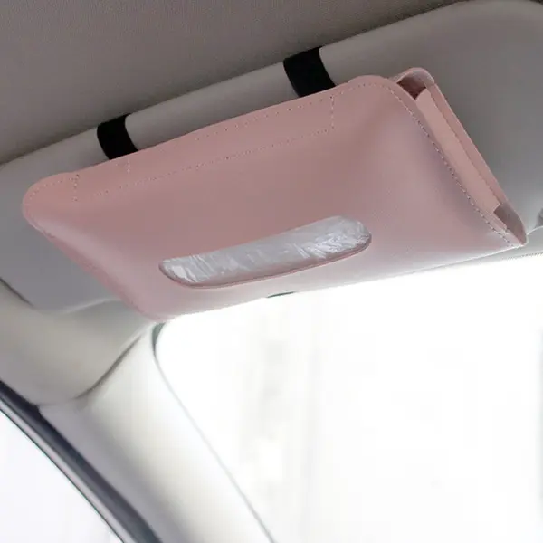 PU Leather Car Tissue Holder for Sun Visor or Back Seat - Image 3