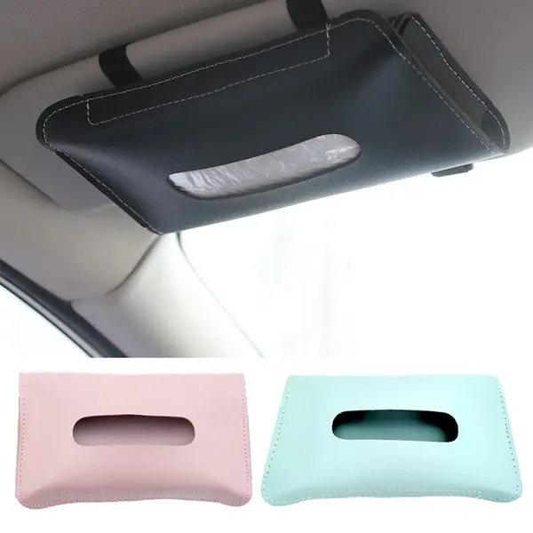 PU Leather Car Tissue Holder for Sun Visor or Back Seat