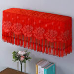 Red Elegant Embroidered Lace AC Cover