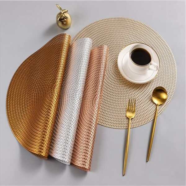 6 Pcs Set Round Braided Table Mat Placemat